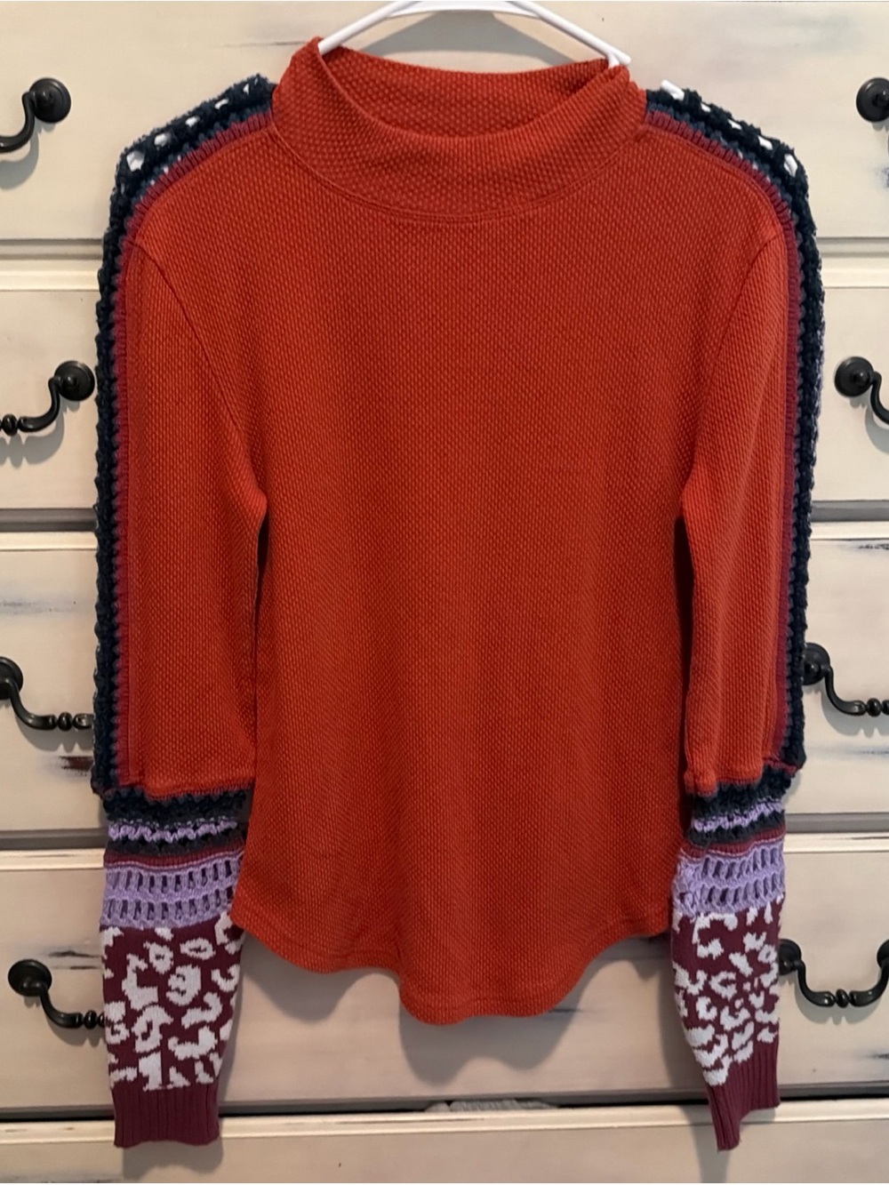 Free People Switch It Up Thermal Crochet Cuff Top Shirt Medium - Picture 3 of 6